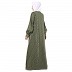 Cardigan abaya set- Jade green stripped Shrug with sleeveless inner abaya